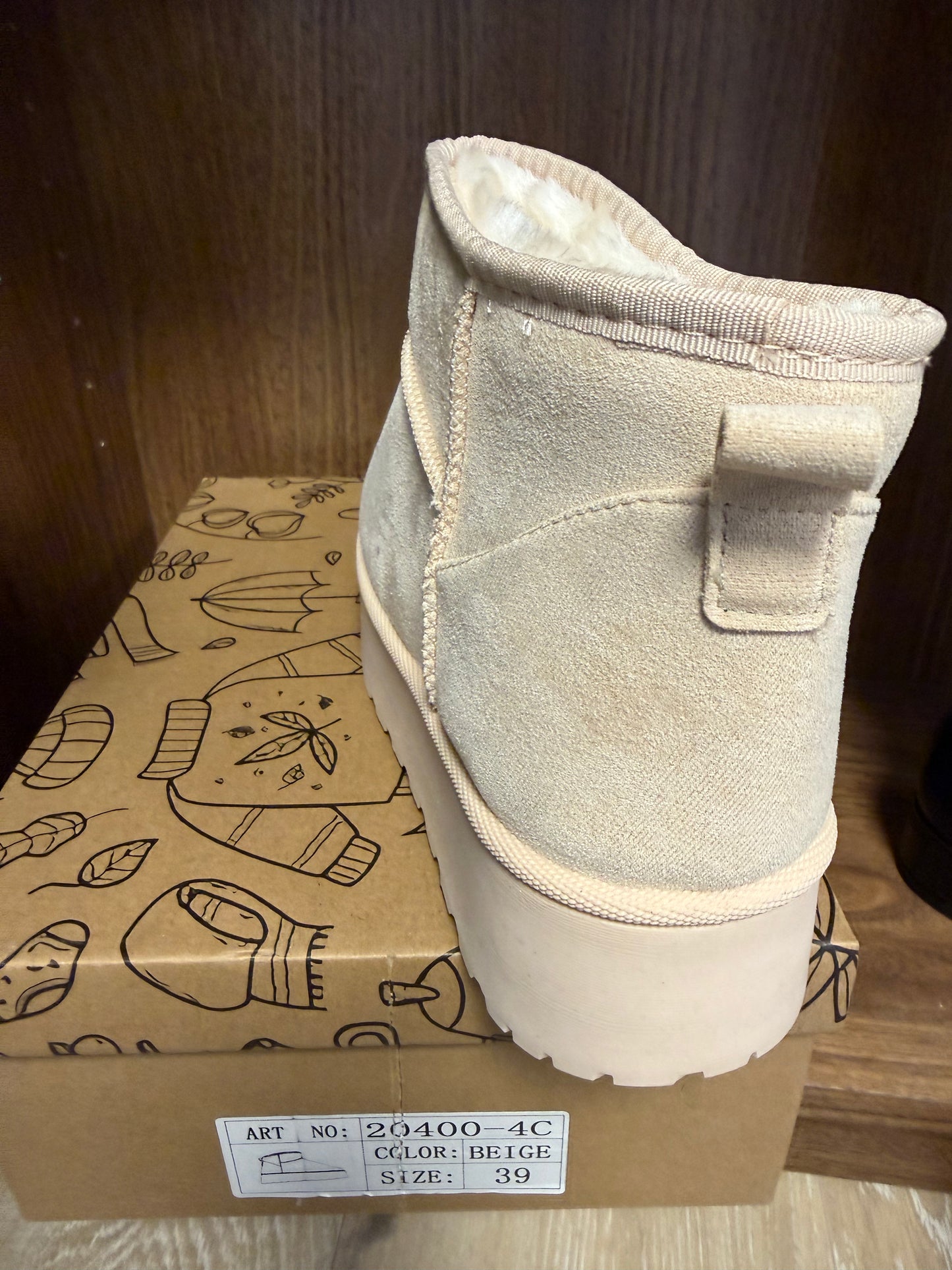 Bottines fourrées beige