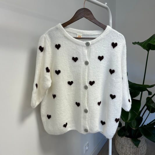 Pull cœur blanc TU