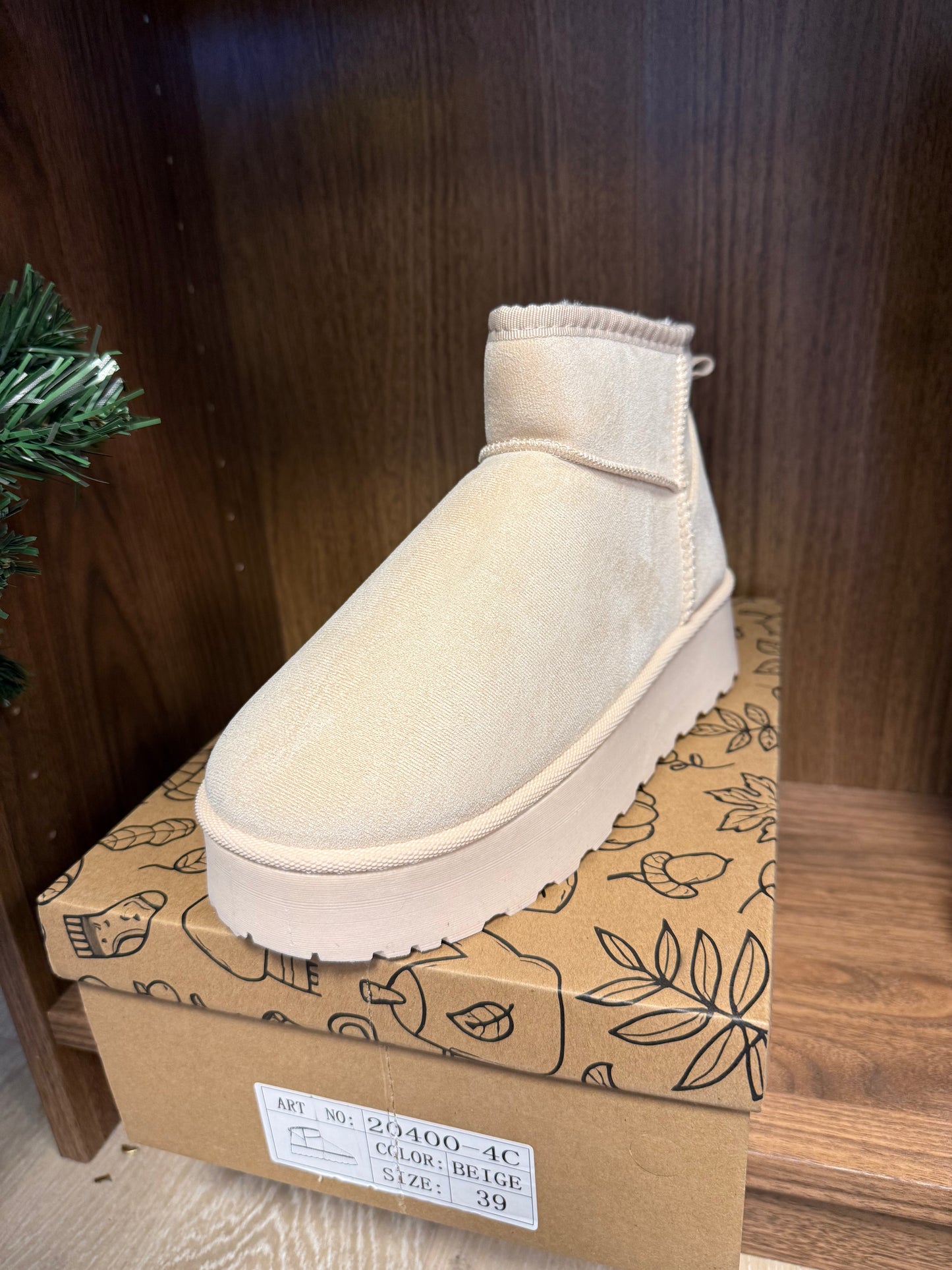 Bottines fourrées beige