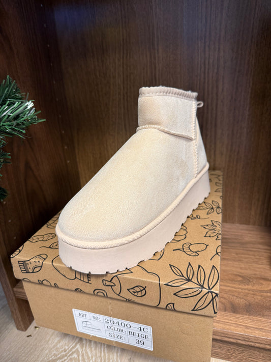 Bottines fourrées beige