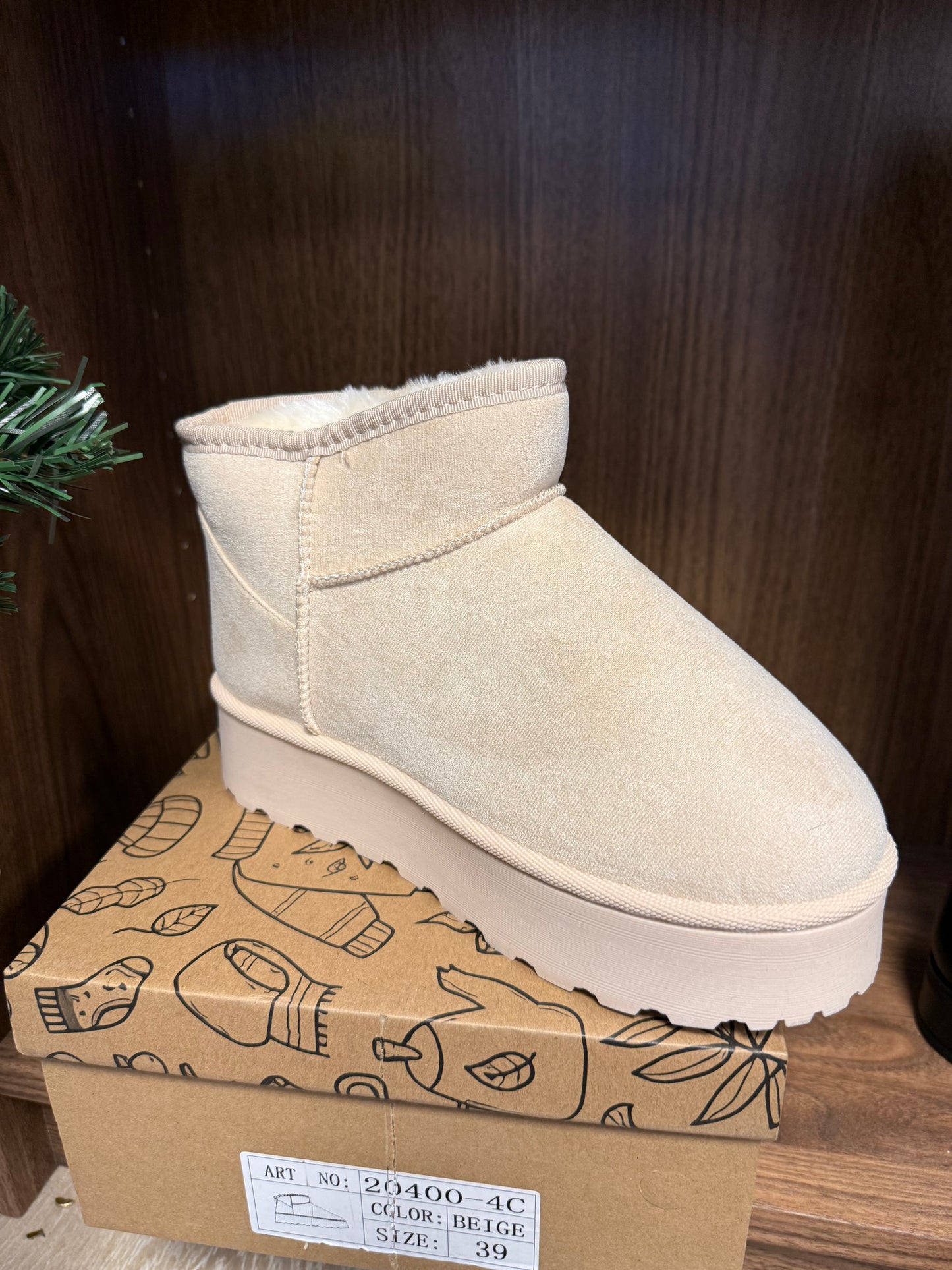 Bottines fourrées beige